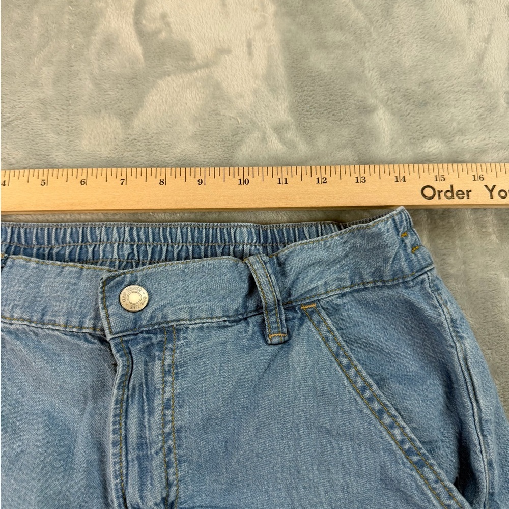 GAP Wide Baggy Mid Rise Jeans Women's 6 | 28 Blue With Toggle Bottom - Picture 5 of 10